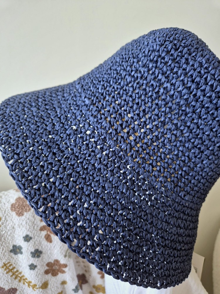 Bucket Classic - Damski kapelusz na lato/Kolor granatowy 100% papier