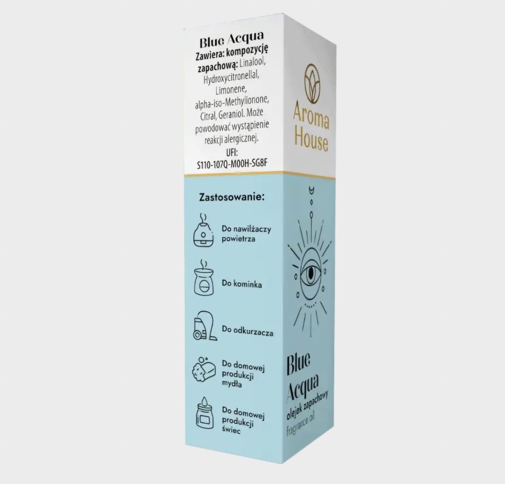 Aroma House Olejek zapachowy Blue Acqua 10ml – do dyfuzora i codziennego sprzątania