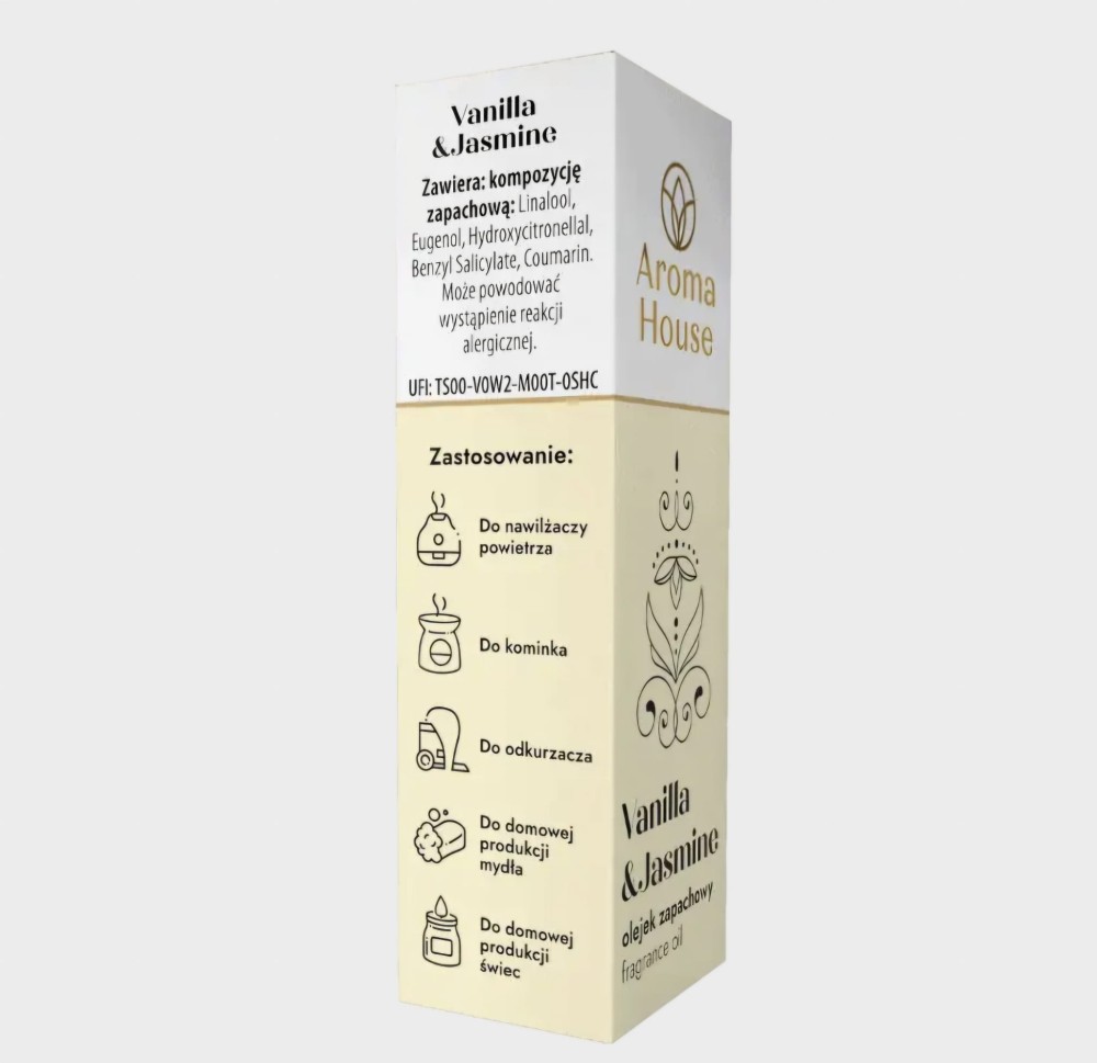 Aroma House Olejek zapachowy Vanilla i Jasmine 10ml – do dyfuzora i codziennego sprzątani