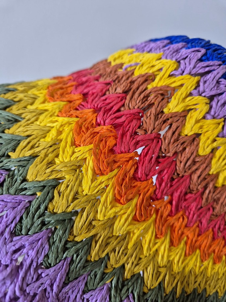 Bucket Rainbow Lavender - Damski kapelusz na lato/Kolor wielokolorowy w paski 100% papier