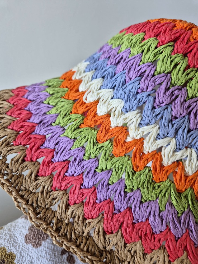 Bucket Rainbow Earth - Damski kapelusz na lato/Kolor wielokolorowy w paski 100% papier