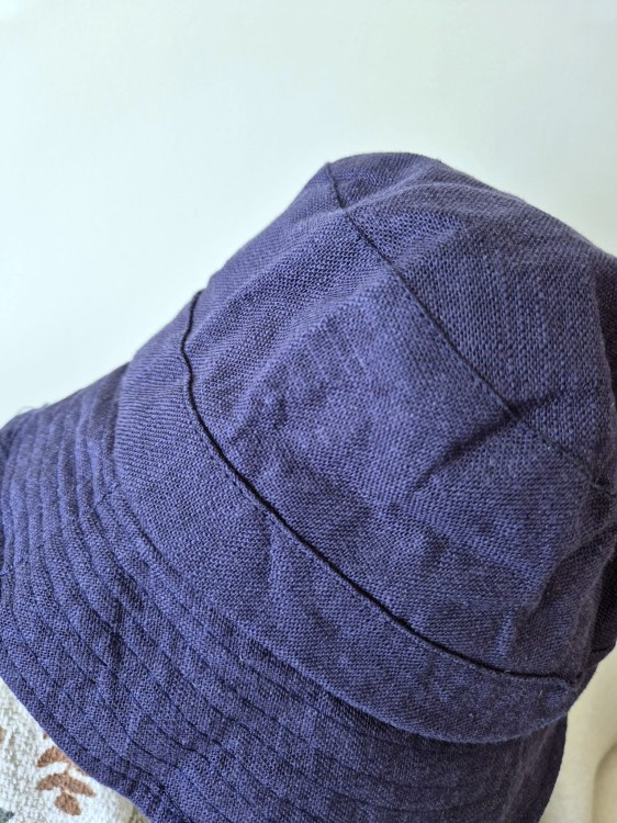 Lniany kapelusz na lato | Bucket hat damski - męski 54-56cm | 100% len, kolor granatowy