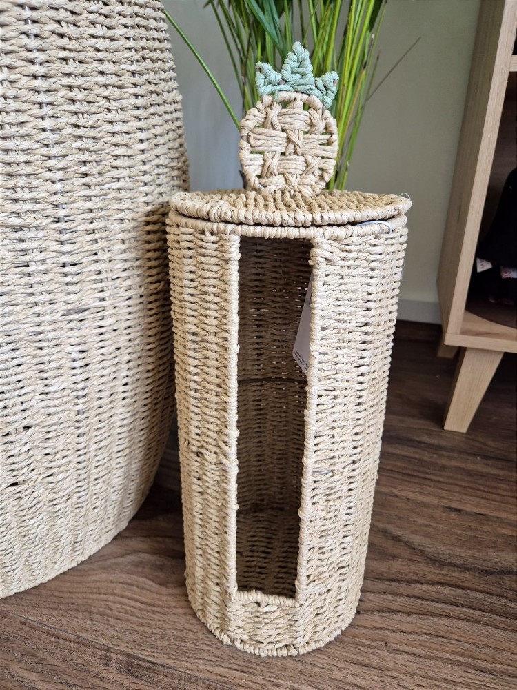 Ananas - Boho kosz na papier toaletowy z pokrywką