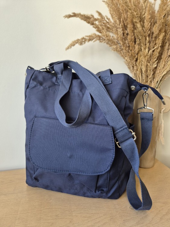 Jesienna shopperka damska – torba miejska na ramię i do ręki/ Kolor granatowy