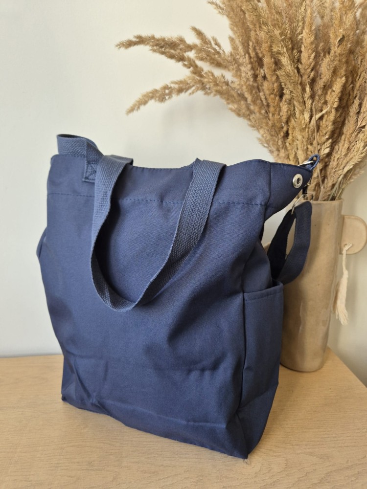 Jesienna shopperka damska – torba miejska na ramię i do ręki/ Kolor granatowy