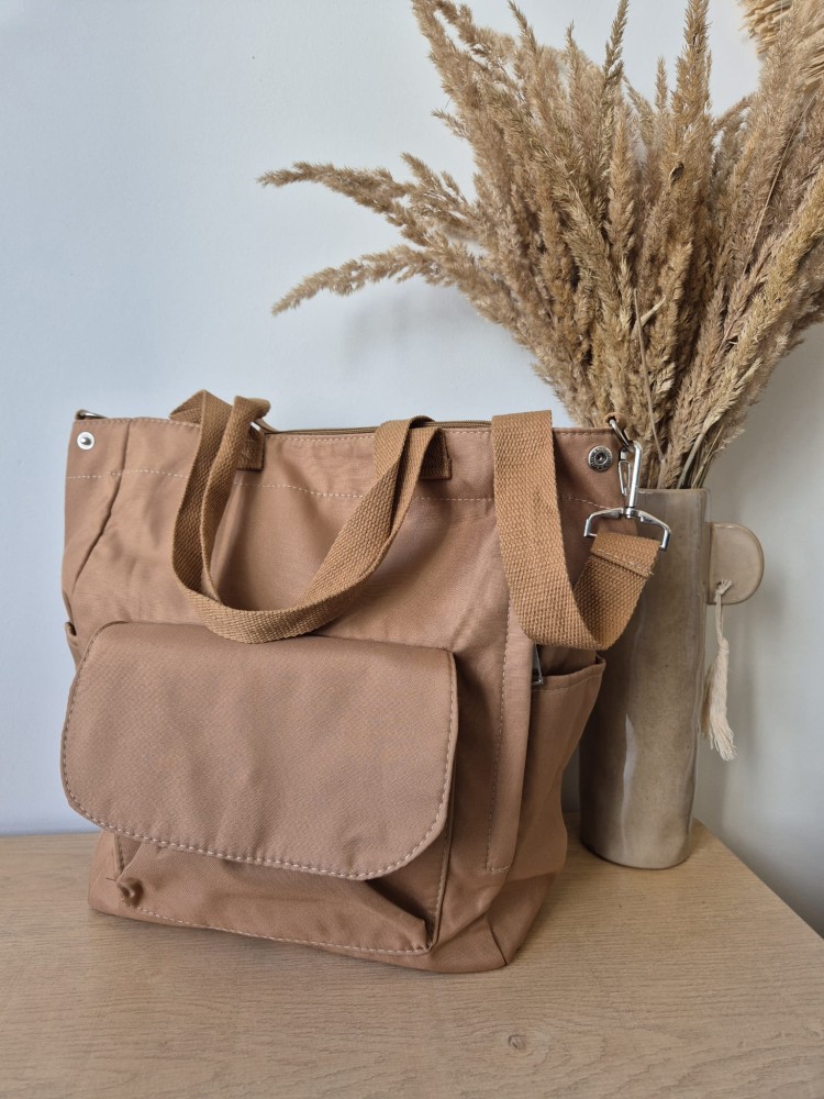 Jesienna shopperka damska – torba miejska na ramię i do ręki/ Kolor brązowy