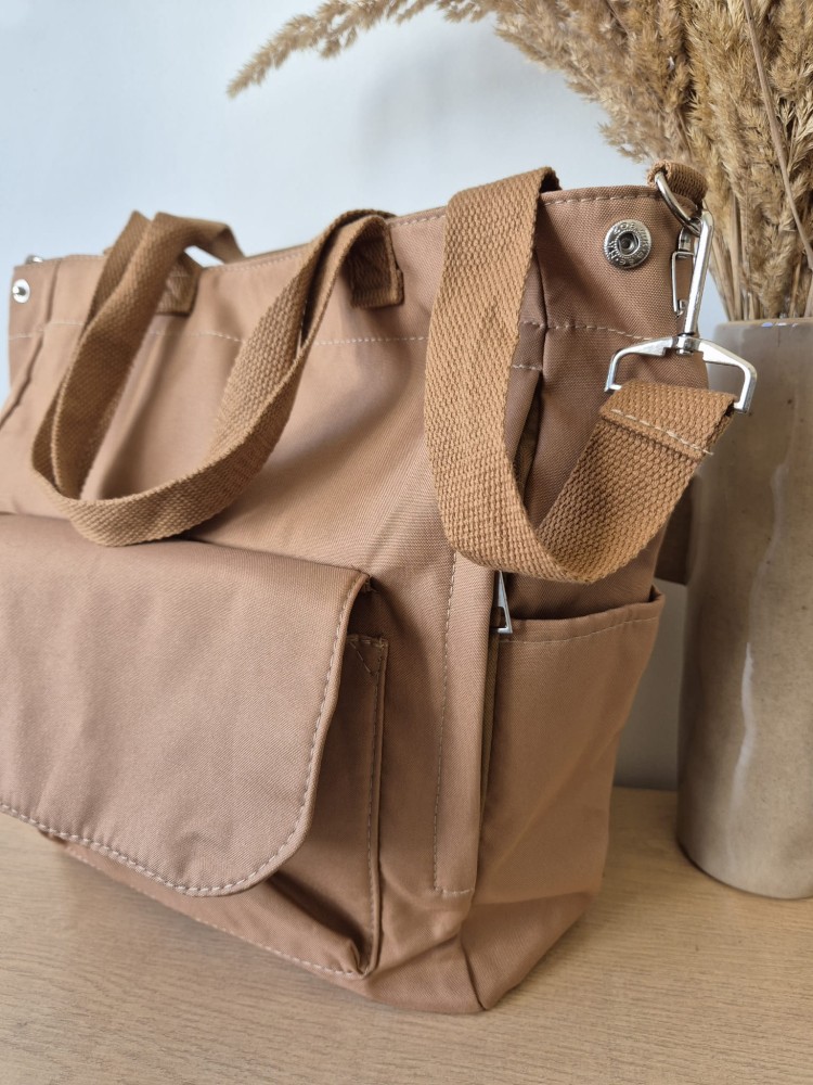 Jesienna shopperka damska – torba miejska na ramię i do ręki/ Kolor brązowy