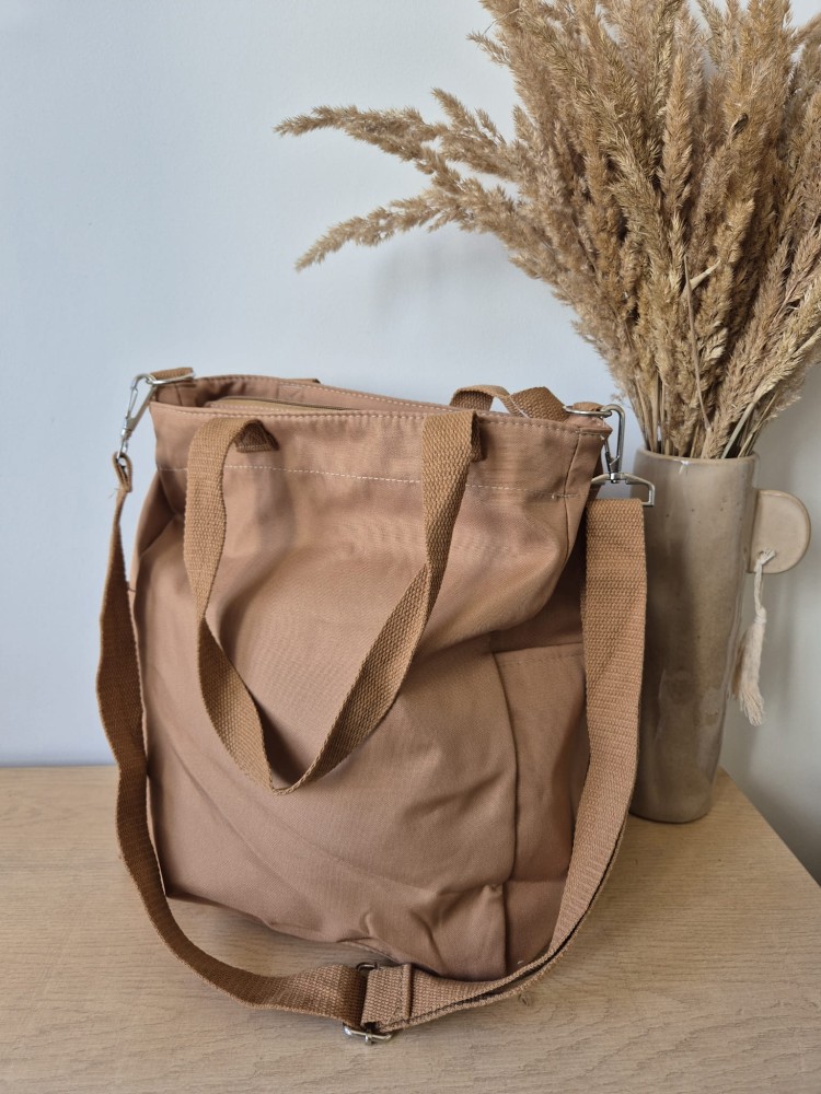 Jesienna shopperka damska – torba miejska na ramię i do ręki/ Kolor brązowy