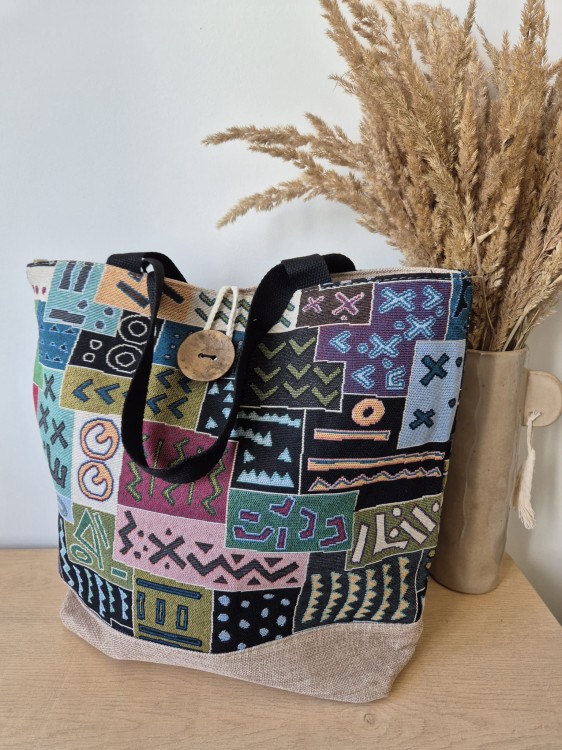 Damska torba shopperka na jesień – etno miejska torba A4