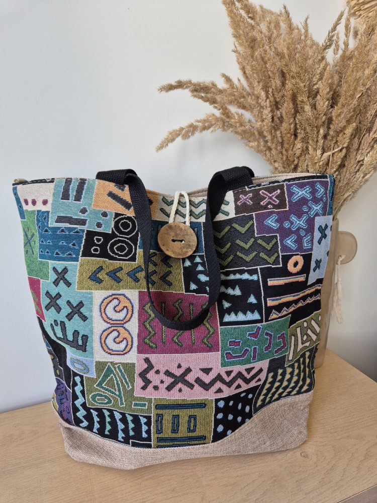 Damska torba shopperka na jesień – etno miejska torba A4