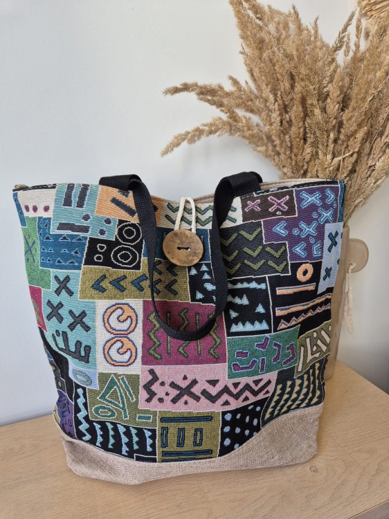 Damska torba shopperka na jesień – etno miejska torba A4