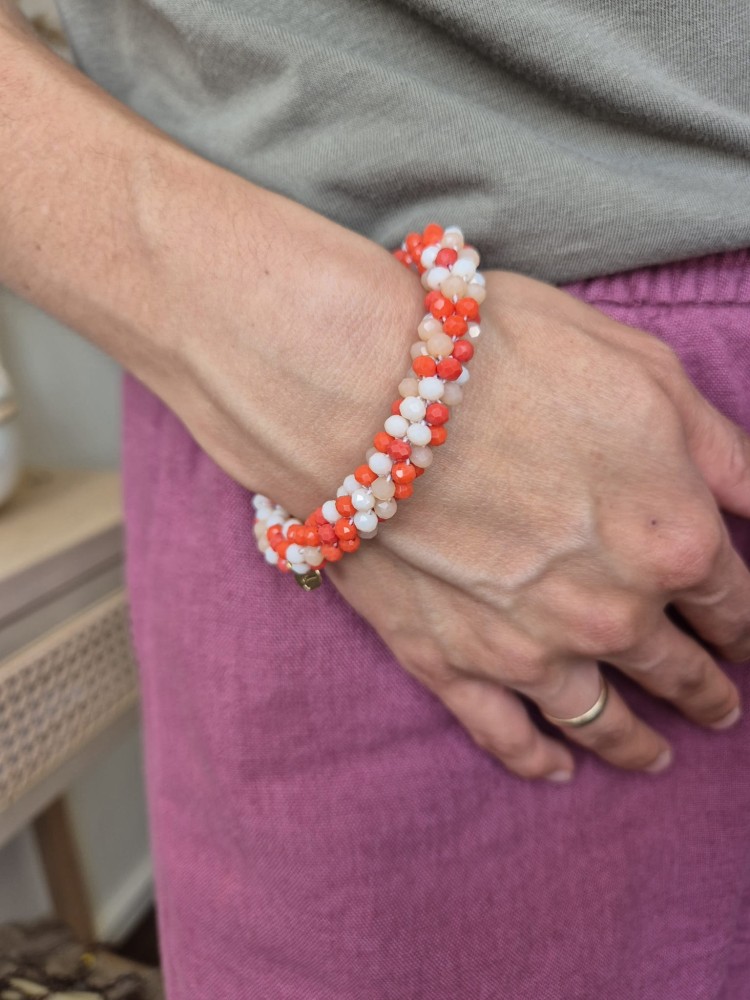 Lumi Bransoletka na gumce fasetowane kryształki - Kolor czerwony