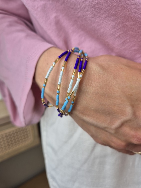 Solea fioletowo-niebieska boho bransoletka z koralików Miyuki i stali szlachetnej
