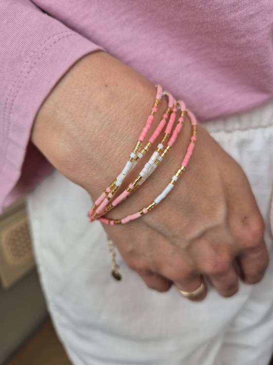 Solea łososiowa bransoletka boho z koralików Miyuki i stali szlachetnej
