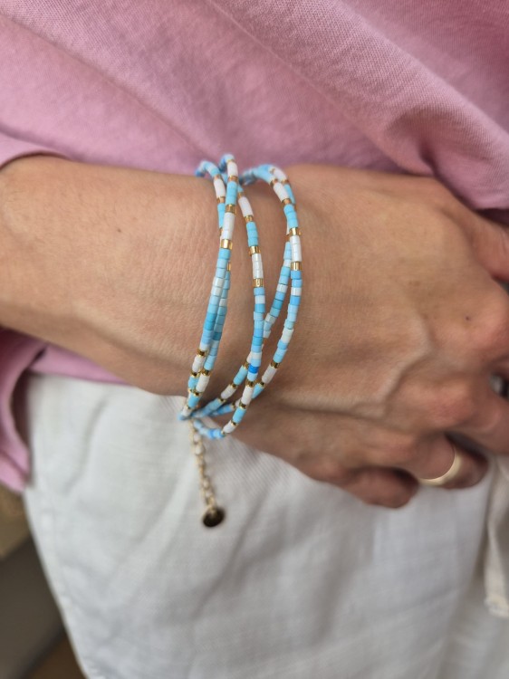 Solea niebieska bransoletka boho z koralików Miyuki i stali szlachetnej