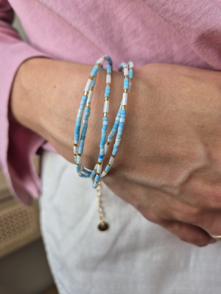 Solea niebieska bransoletka boho z koralików Miyuki i stali szlachetnej