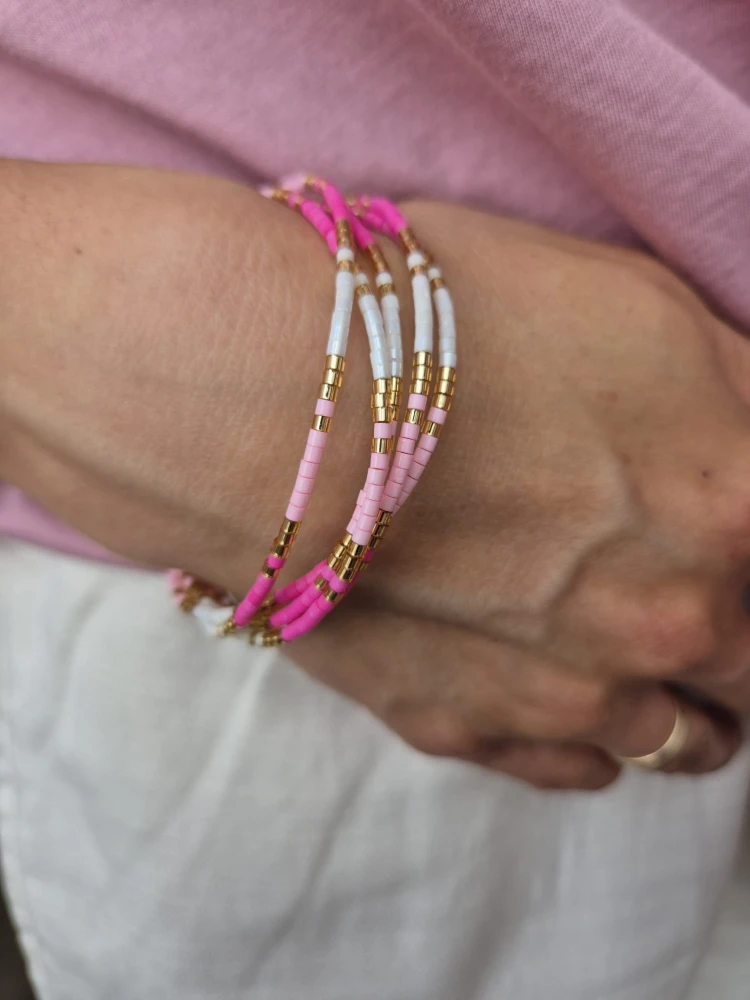 Solea różowa bransoletka boho z koralików Miyuki i stali szlachetnej