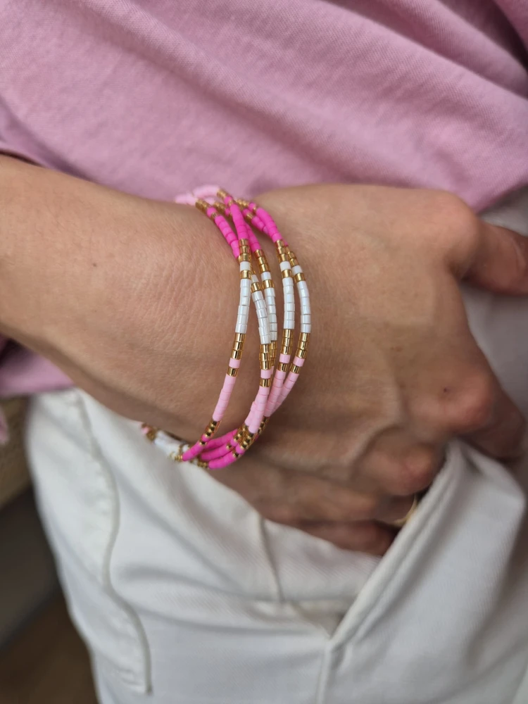 Solea różowa bransoletka boho z koralików Miyuki i stali szlachetnej