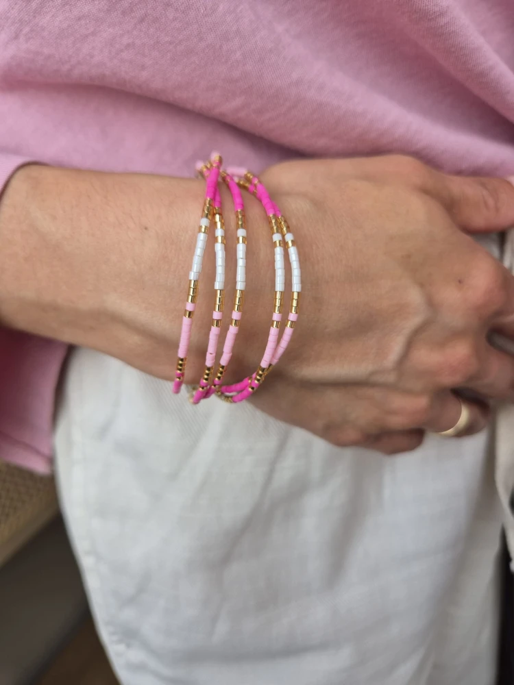 Solea różowa bransoletka boho z koralików Miyuki i stali szlachetnej