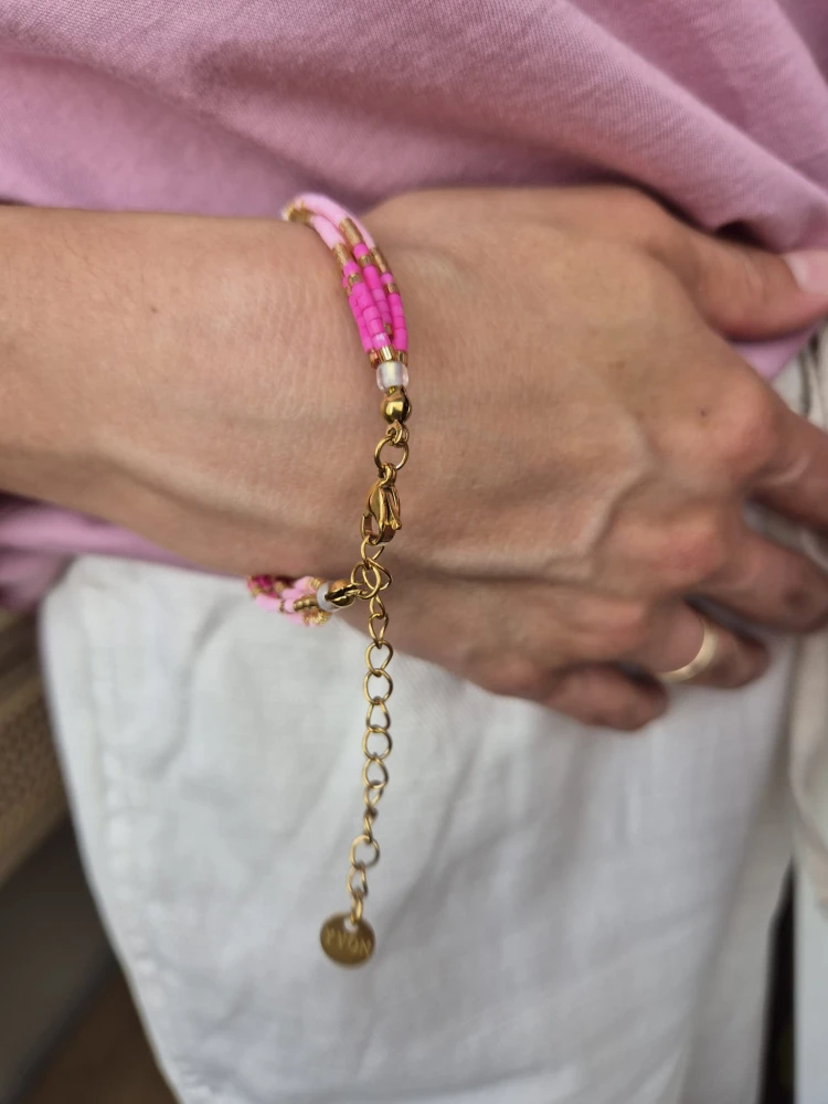 Solea różowa bransoletka boho z koralików Miyuki i stali szlachetnej
