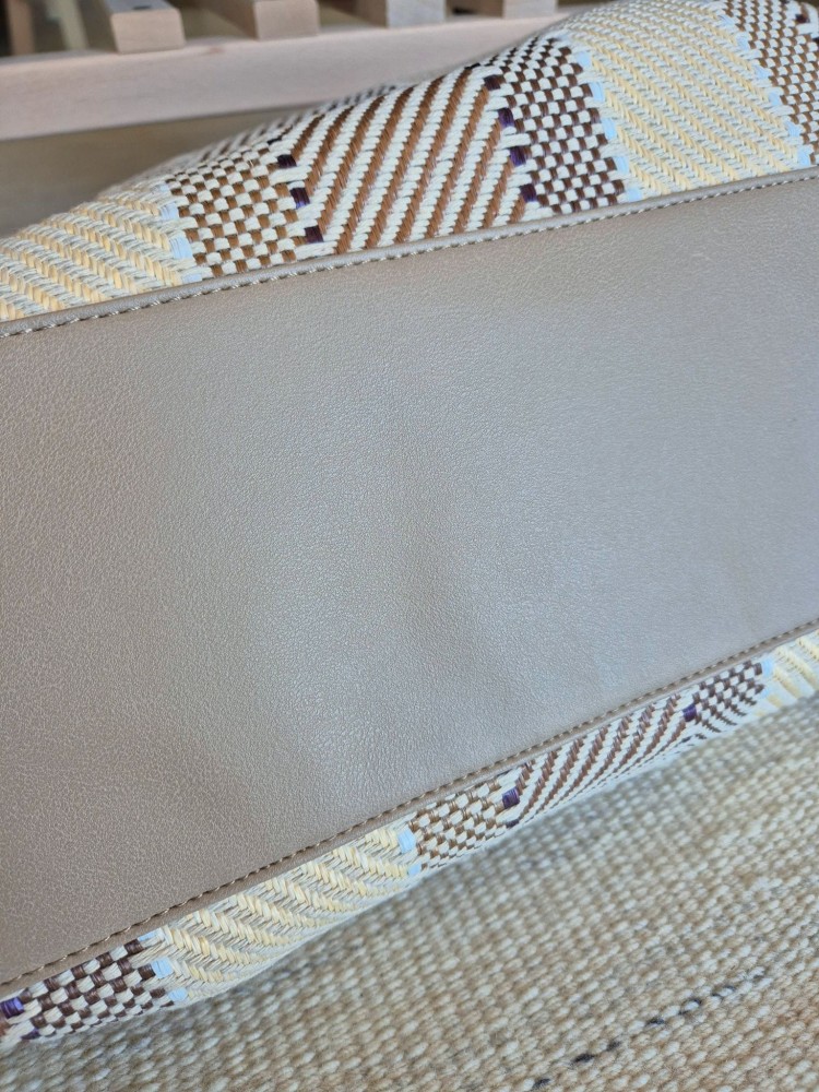 Sanya - Boho torba podróżna z elementami skóry ekologicznej, torba do ręki