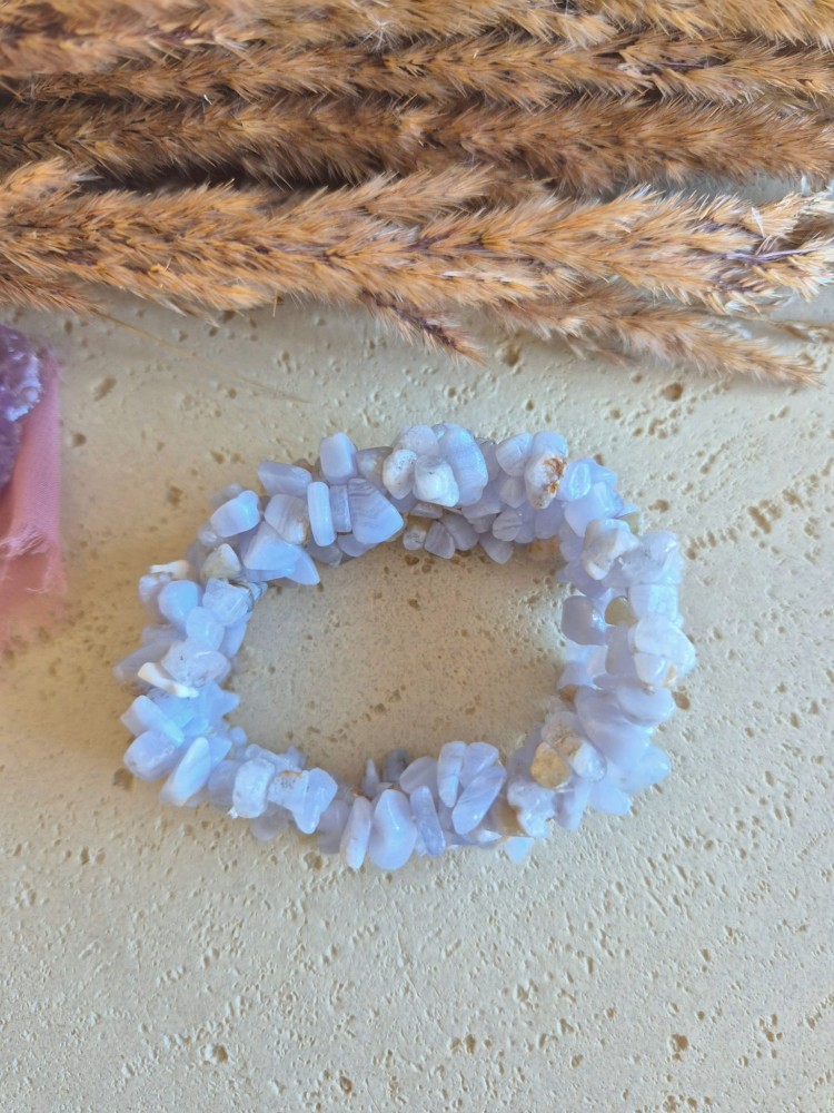 Bransoletka zodiakalna BLIŹNIĘTA chalcedon na gumce – harmonia i komunikacja