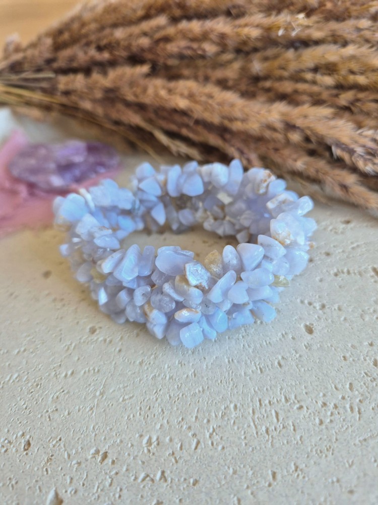 Bransoletka zodiakalna BLIŹNIĘTA chalcedon na gumce – harmonia i komunikacja