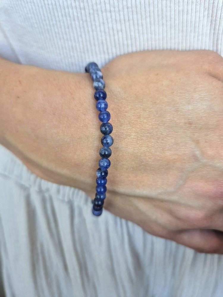 Bransoletka zodiakalna BLIŹNIĘTA sodalit kule 4,5mm na gumce – spokój i koncentracja
