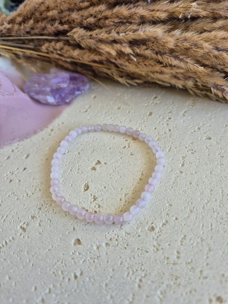 Bransoletka zodiakalna RAK kwarc różowy półmat kule 4,5mm na gumce – miłość i harmonia