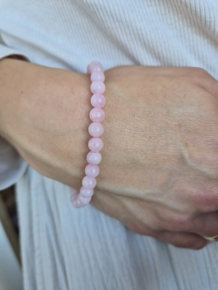 Bransoletka zodiakalna RAK kwarc różowy kule 6mm na gumce – miłość i harmonia