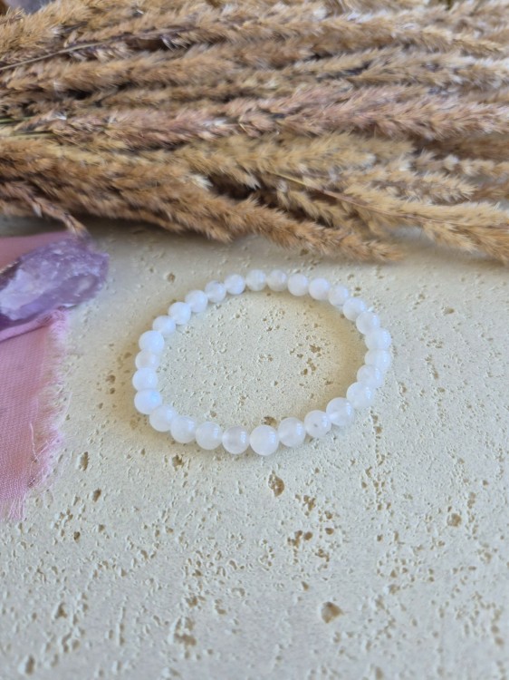 Bransoletka zodiakalna RAK kamień księżycowy kule 6,5mm na gumce – intuicja i harmonia