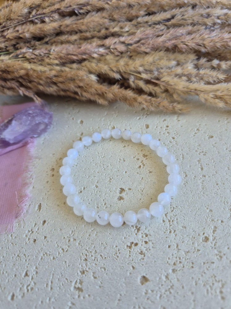 Bransoletka zodiakalna RAK kamień księżycowy kule 6,5mm na gumce – intuicja i harmonia