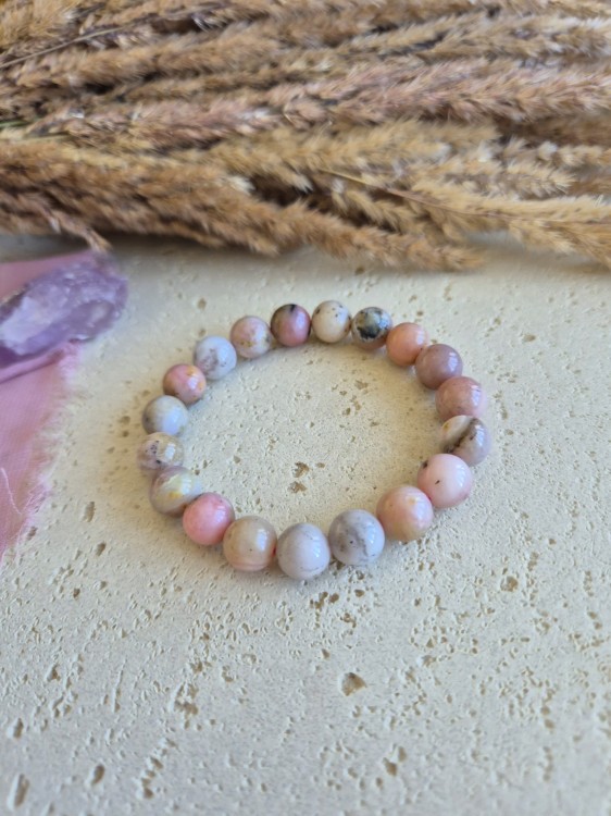 Bransoletka zodiakalna RAK opal kule 10mm na gumce – intuicja i harmonia