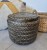 BOHO Pleciony okrągły koszyk pojemnik do przechowywania z pokrywką - zielony