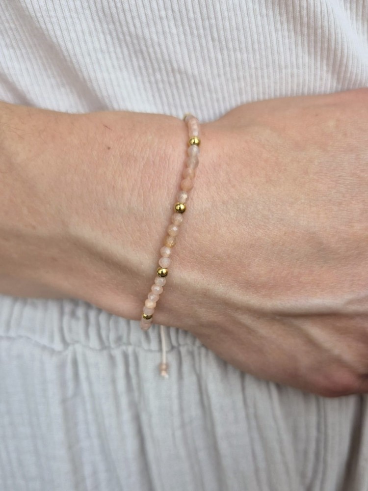 Bransoletka zodiakalna RAK kamień słoneczny stal, shamballa regulowana – energia i radość