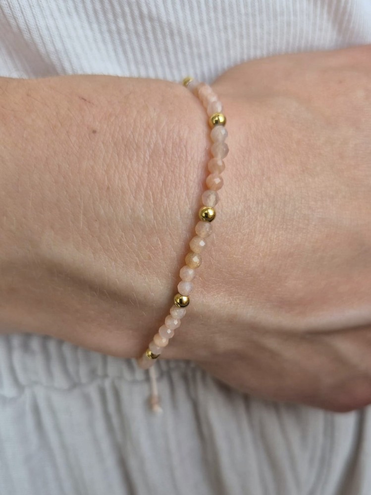 Bransoletka zodiakalna RAK kamień słoneczny stal, shamballa regulowana – energia i radość