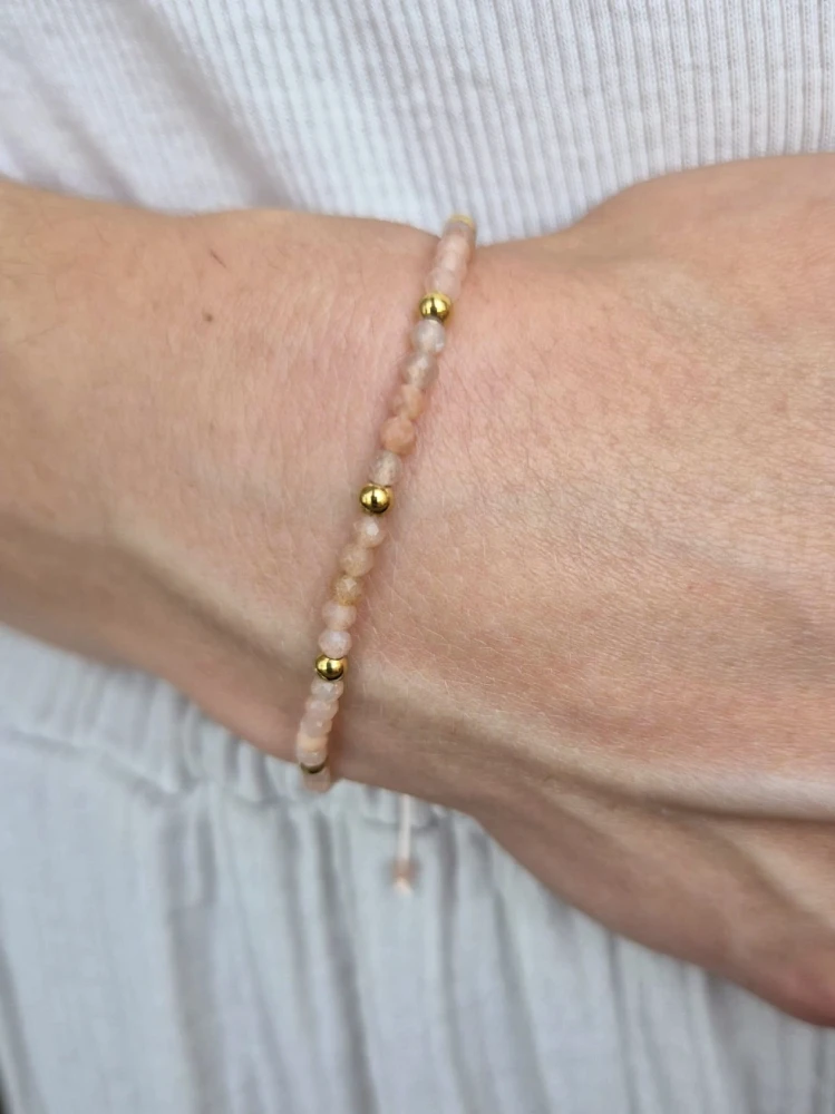 Bransoletka zodiakalna RAK kamień słoneczny stal, shamballa regulowana – energia i radość
