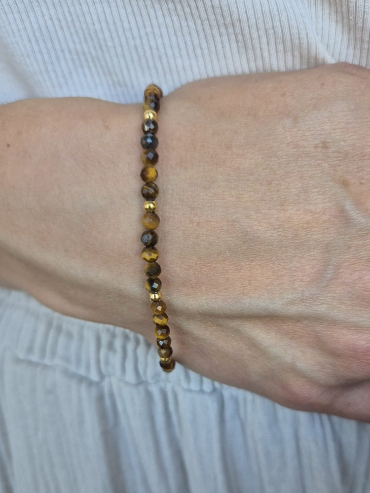 Bransoletka zodiakalna LEW tygrysie oko, shamballa regulowana - odwaga i pewność siebie