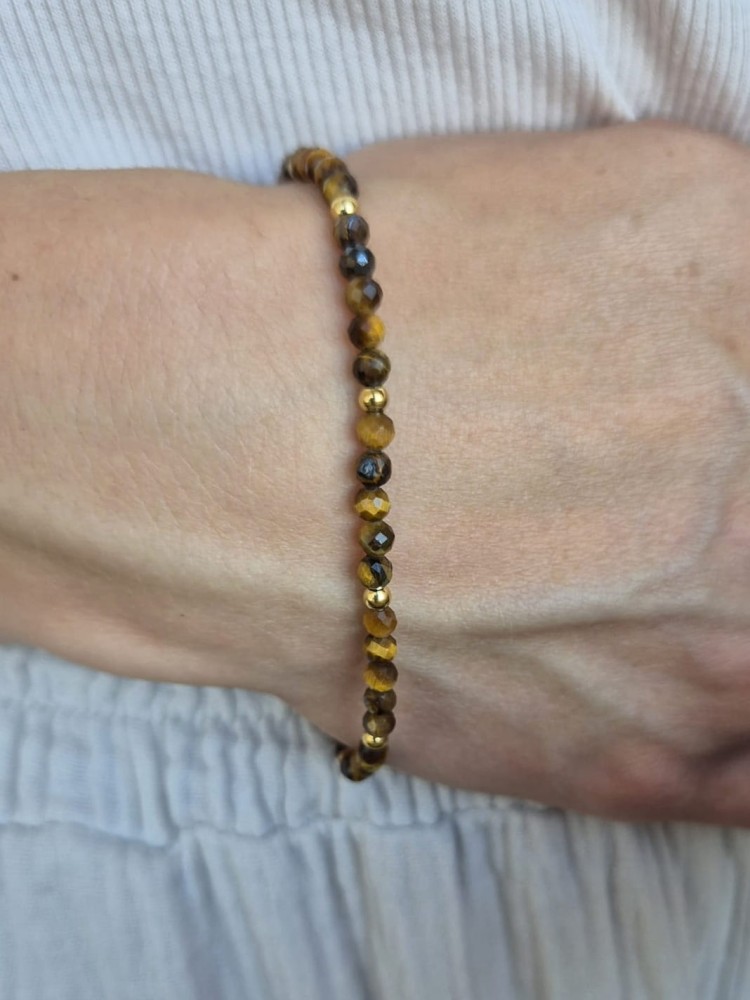 Bransoletka zodiakalna LEW tygrysie oko, shamballa regulowana - odwaga i pewność siebie