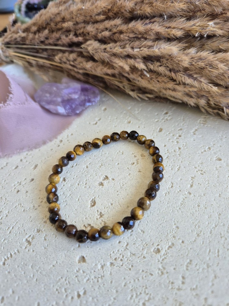 Bransoletka zodiakalna LEW tygrysie oko kule fasetowane 6mm na gumce - odwaga i pewność siebie