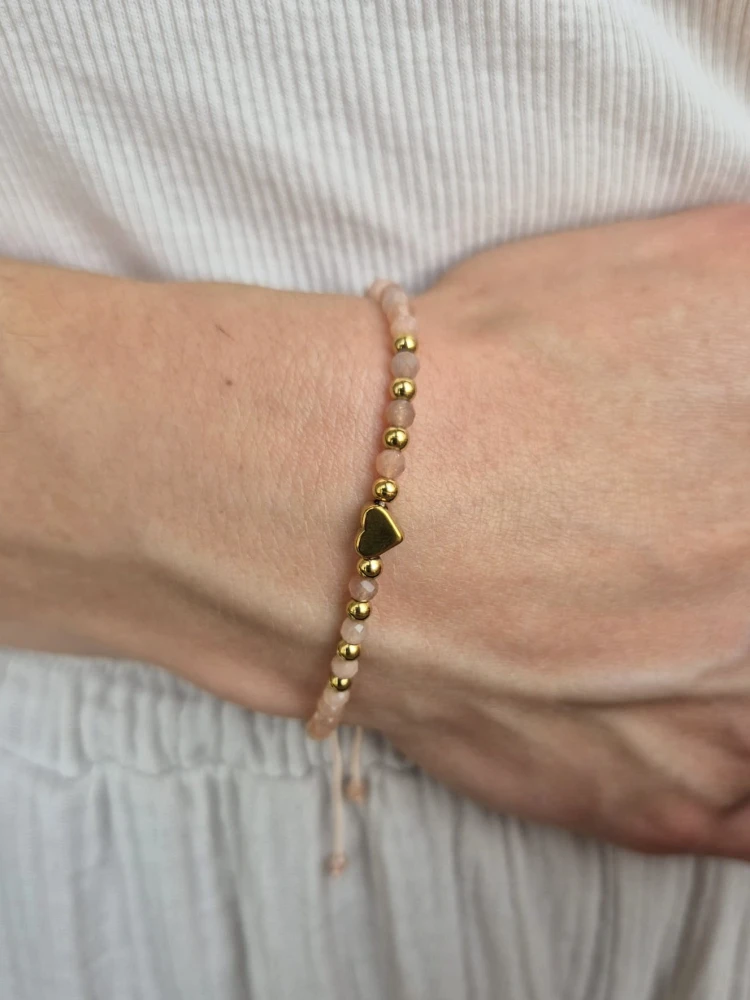 Bransoletka zodiakalna LEW kamień słoneczny kule i stal chirurgiczna serduszko, shamballa regulowana – energia i optymizm