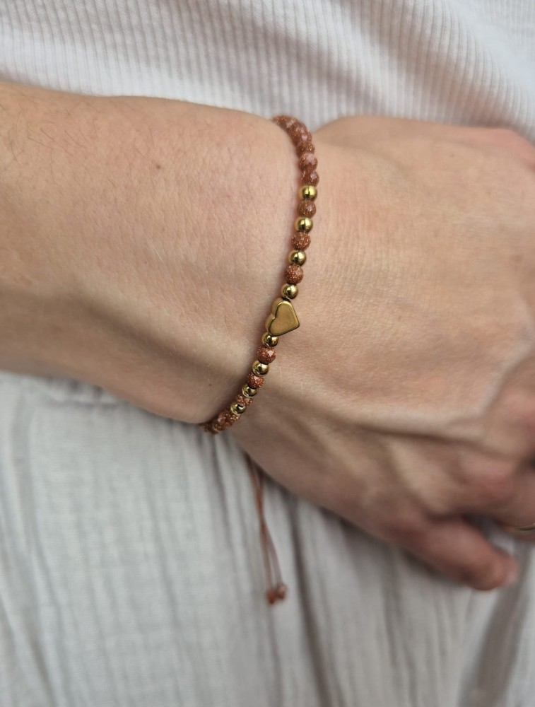 Bransoletka zodiakalna LEW piasek pustyni i stal chirurgiczna serduszko, shamballa regulowana – odwaga i pewność siebie