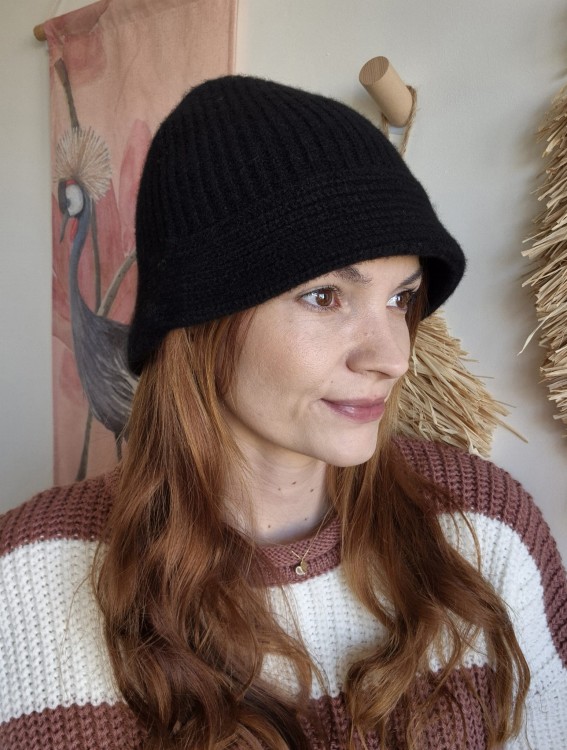 Wełniany kapelusz/czapka typu bucket 100% wełna | Kolor czarny