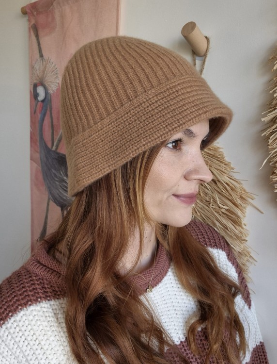 Wełniany kapelusz/czapka typu bucket 100% wełna | Kolor brązowy