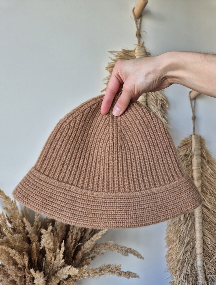 Wełniany kapelusz/czapka typu bucket 100% wełna | Kolor brązowy