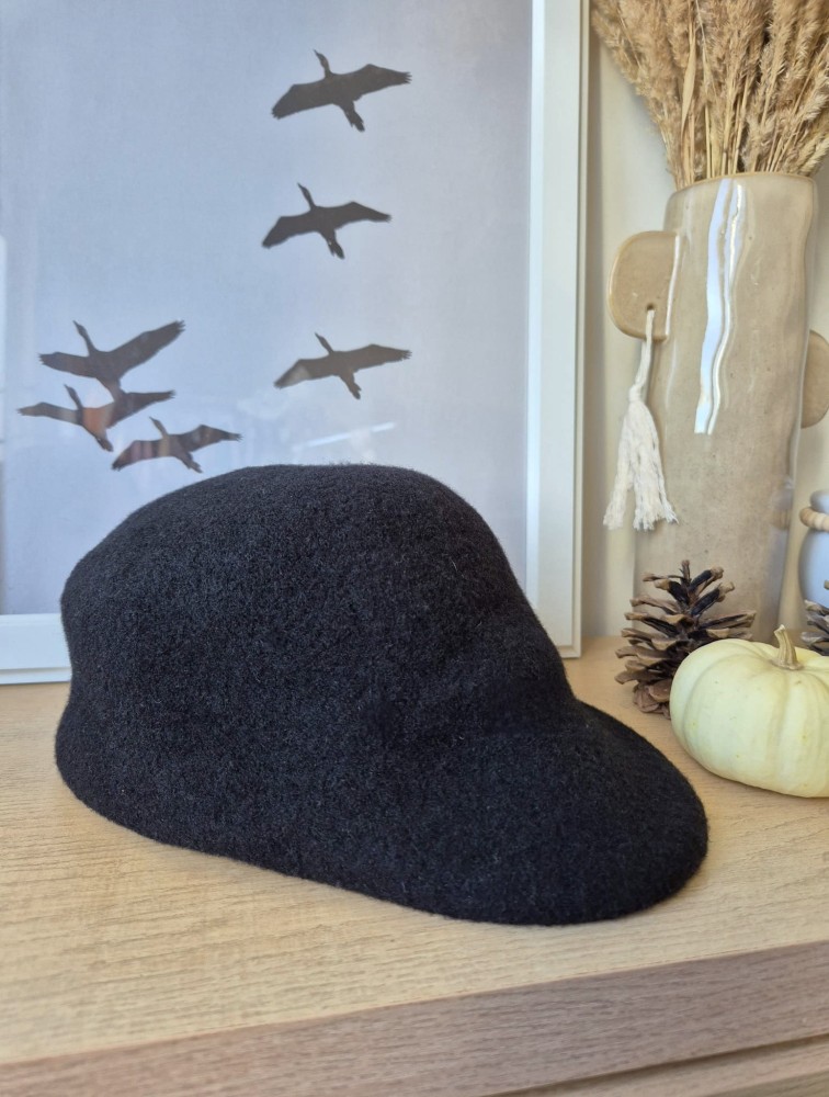 Wełniany kaszkiet 100% wełna unisex | Kolor czarny