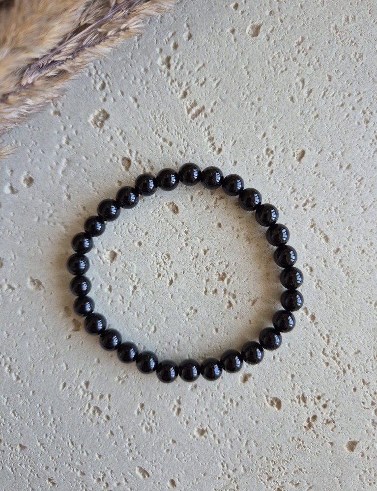 Bransoletka zodiakalna STRZELEC turmalin kule 6mm na gumce - ochrona i odwaga