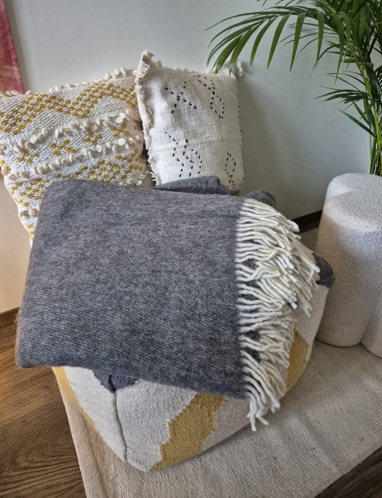 Koc wełniany 150x200 ciemnoszary | 100% wełna jagnięca