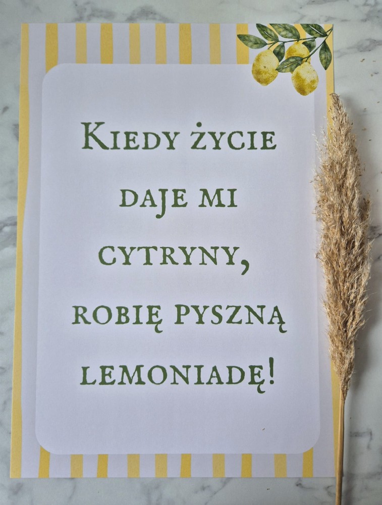 Kiedy życie daje mi cytryny, robię pyszną lemoniadę! - plakat a4/a3